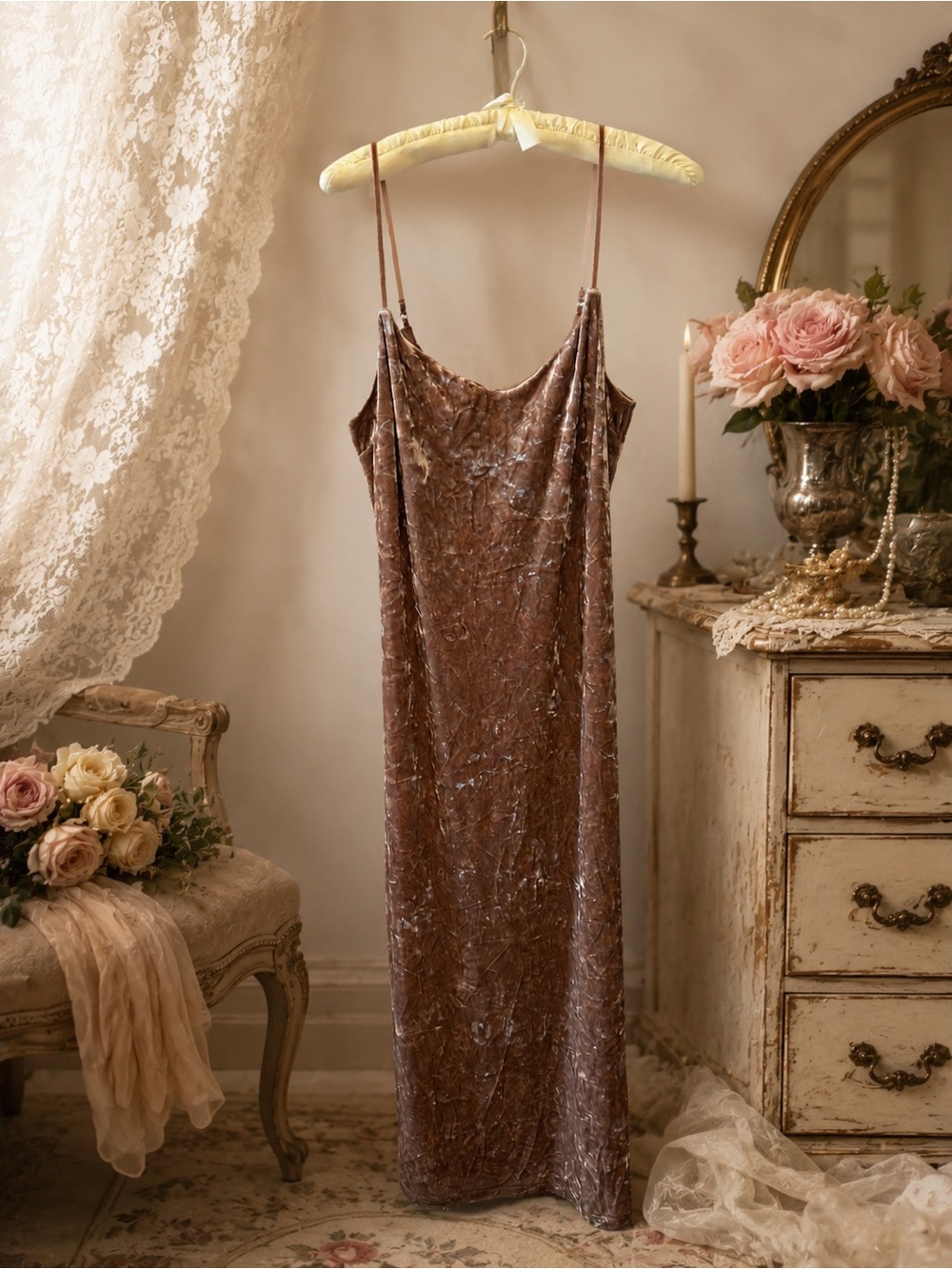 Z Supply Selina Crushed Velvet Maxi Dress Moonlit M NWT $92